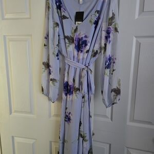 Floral Long Sleeve Wrap Dress